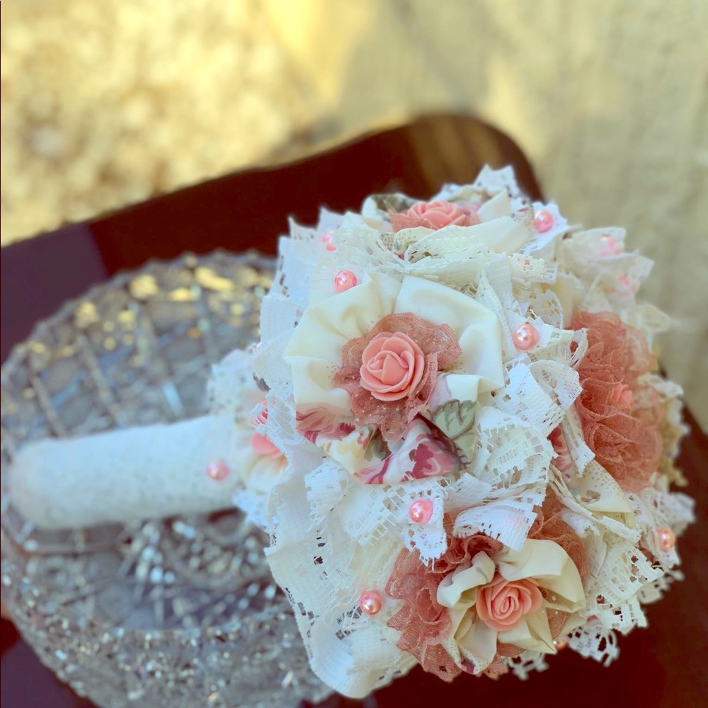 Fabric ,Lace Shabby Chic Handmade Bridal Bouquets